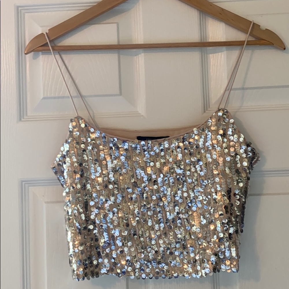 New F21 Sequin Crop Tank